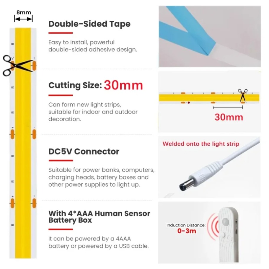 Bande LED COB 5V à double mode - Smart Home Llm avis et prix